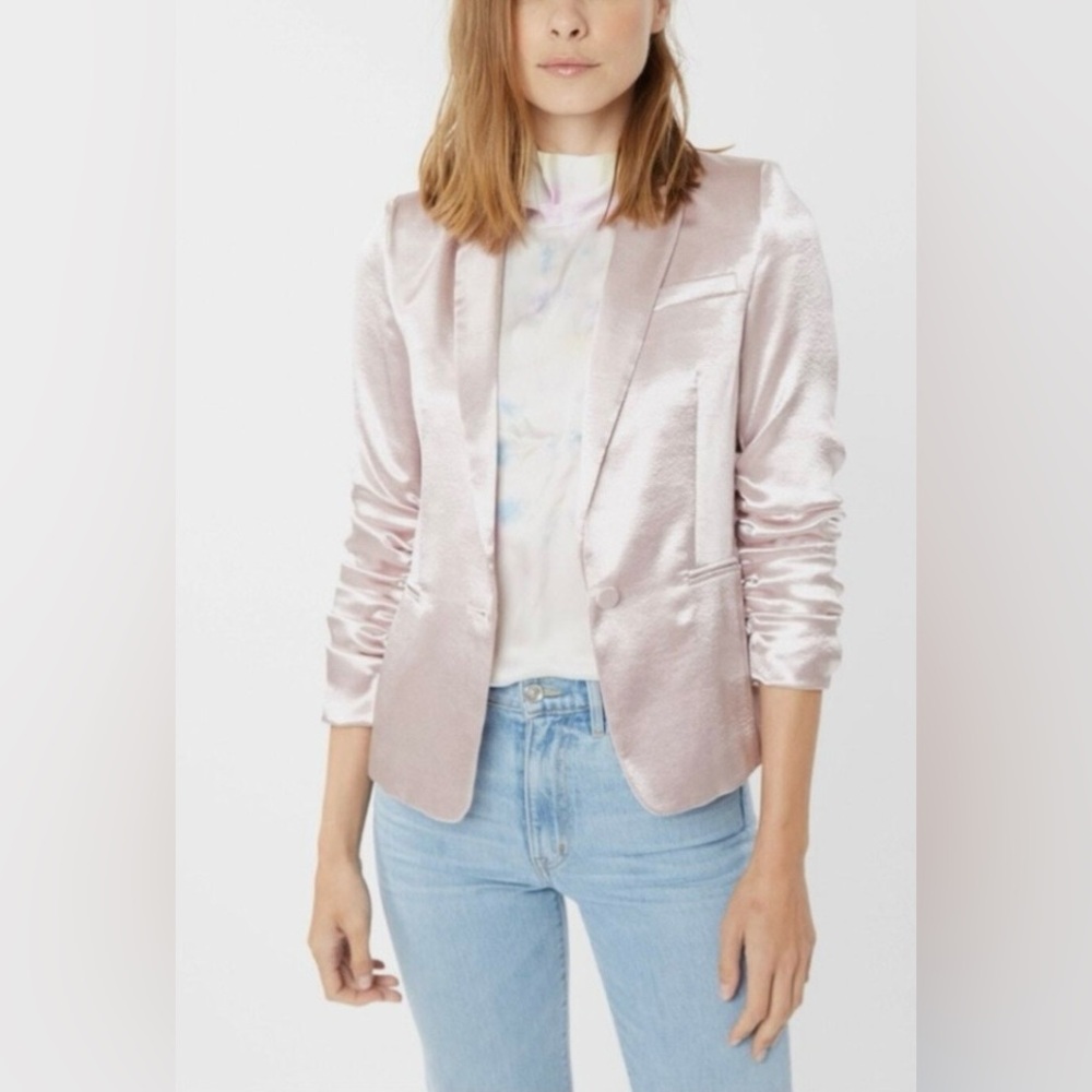 Generation Love Fabien Satin Ruched-Sleeve Blazer Mauve - XS